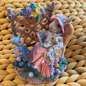 Charming Easter Bunny Figurine with Pink Accents